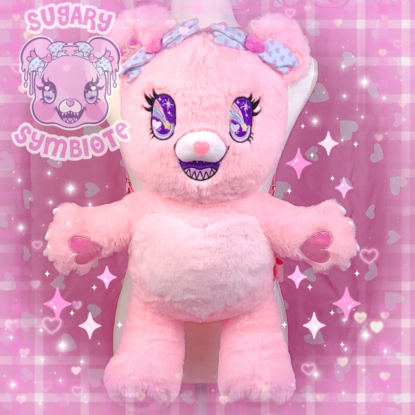 Symbi The Bear Cub Kawaii plush animal backpack with large capacity inner storage